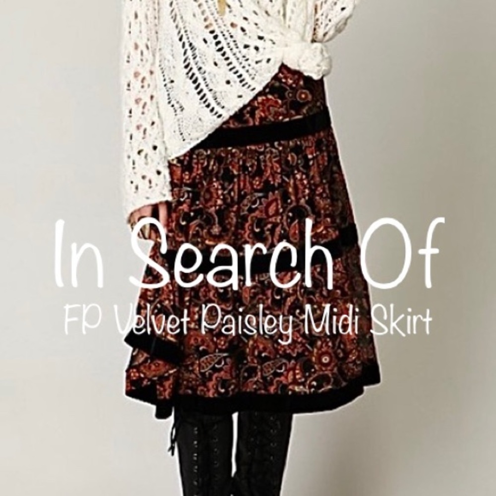 IN SEARCH OF • Free People Velvet Paisley Midi Skirt •